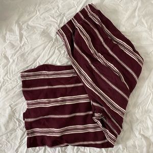 maroon/white stripe paper bag pants, size S
